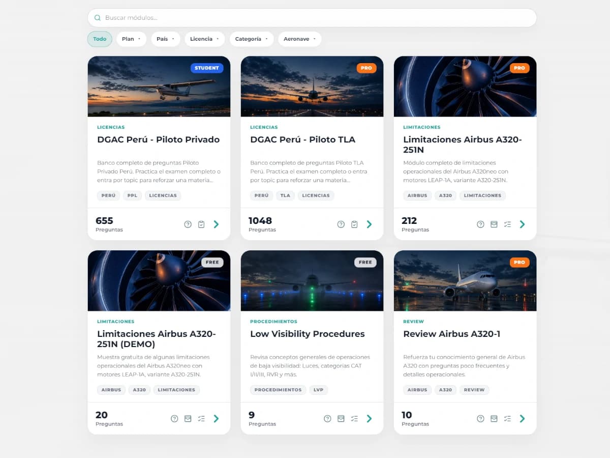 Vista previa de los módulos de Study en SkyDriver