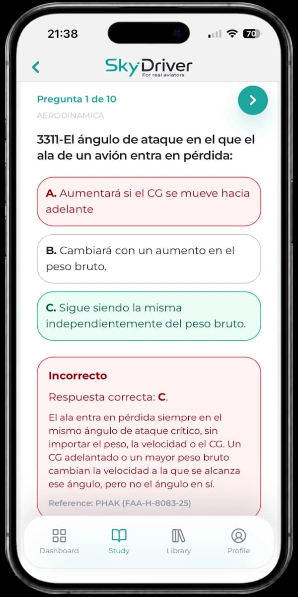 Vista previa del modo Quiz en SkyDriver