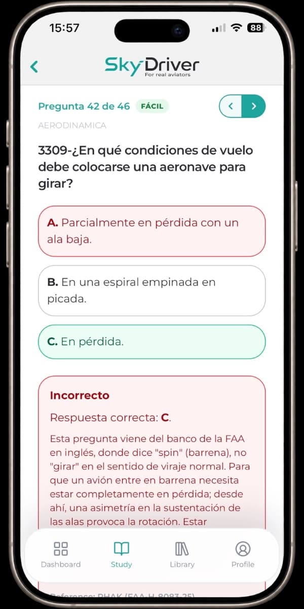 Vista previa del modo Quiz en SkyDriver